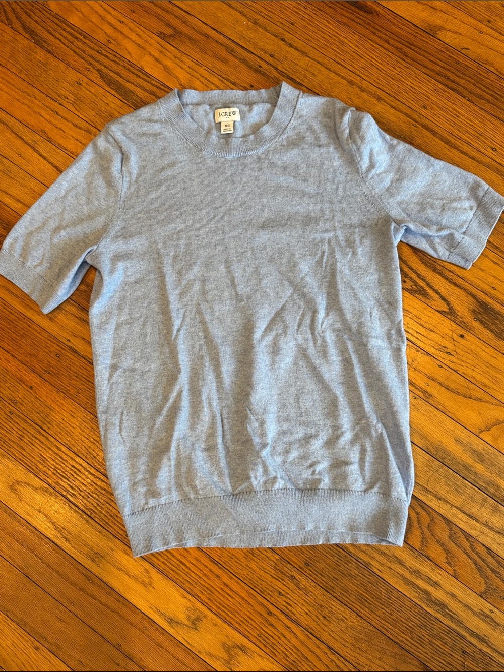J. Crew Light Blue Short Sleeve Crewneck Sweater